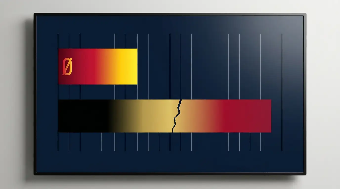 Comparación visual entre las cinco porterías cero de España y la baja fracturada de Onana en Bélgica, representada como una barra horizontal con un símbolo de fractura en el medio