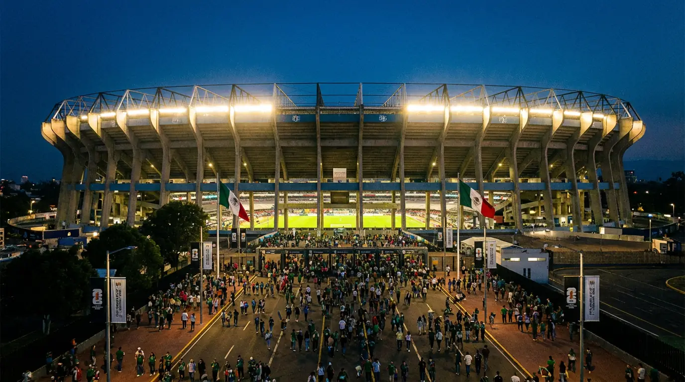 Estadio Azteca de Ciudad de Mexico iluminado para el partido inaugural del Mundial 2026