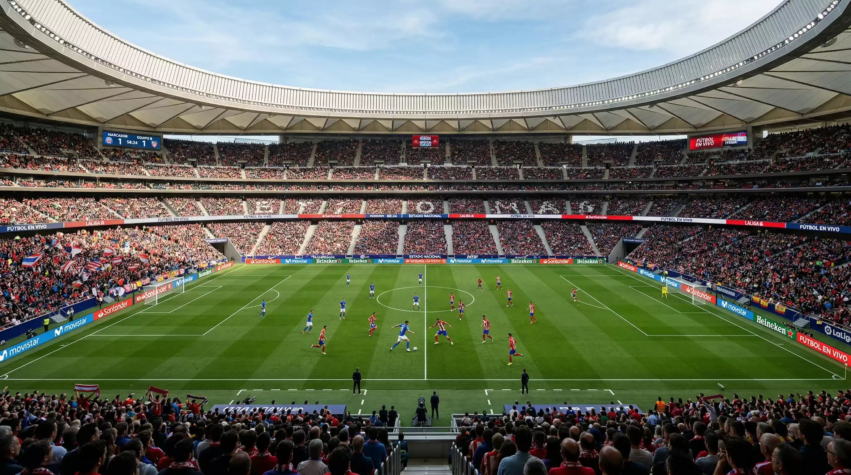 Dos selecciones disputando un partido de la fase de grupos del Mundial en un estadio lleno de publico