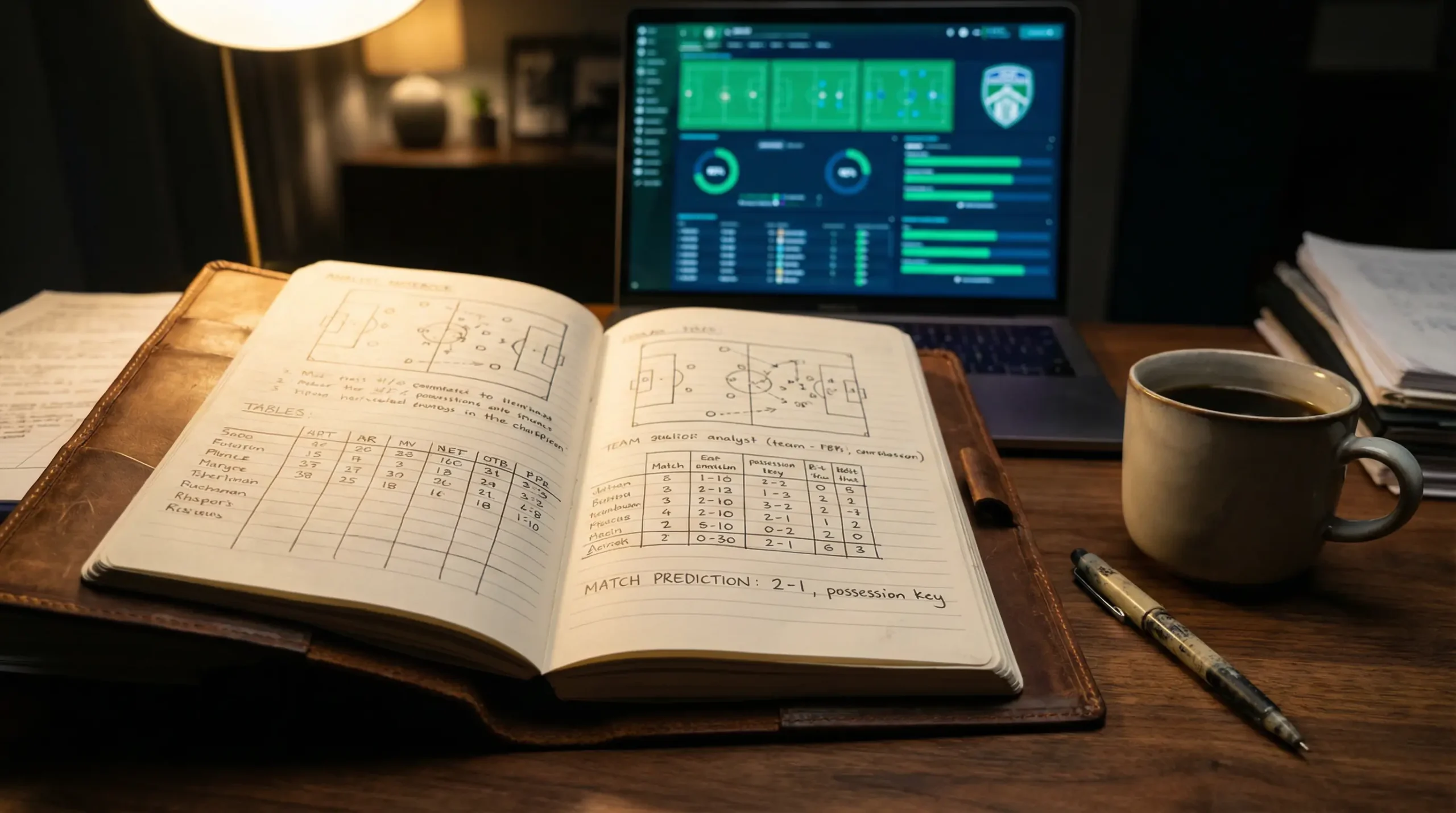 Cuaderno de analisis de apuestas abierto junto a una pantalla mostrando datos estadisticos de selecciones del Mundial 2026