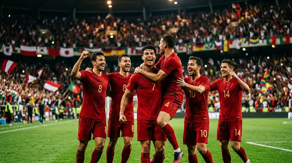 Jugadores de la selección española celebrando un gol durante un partido del Mundial 2026